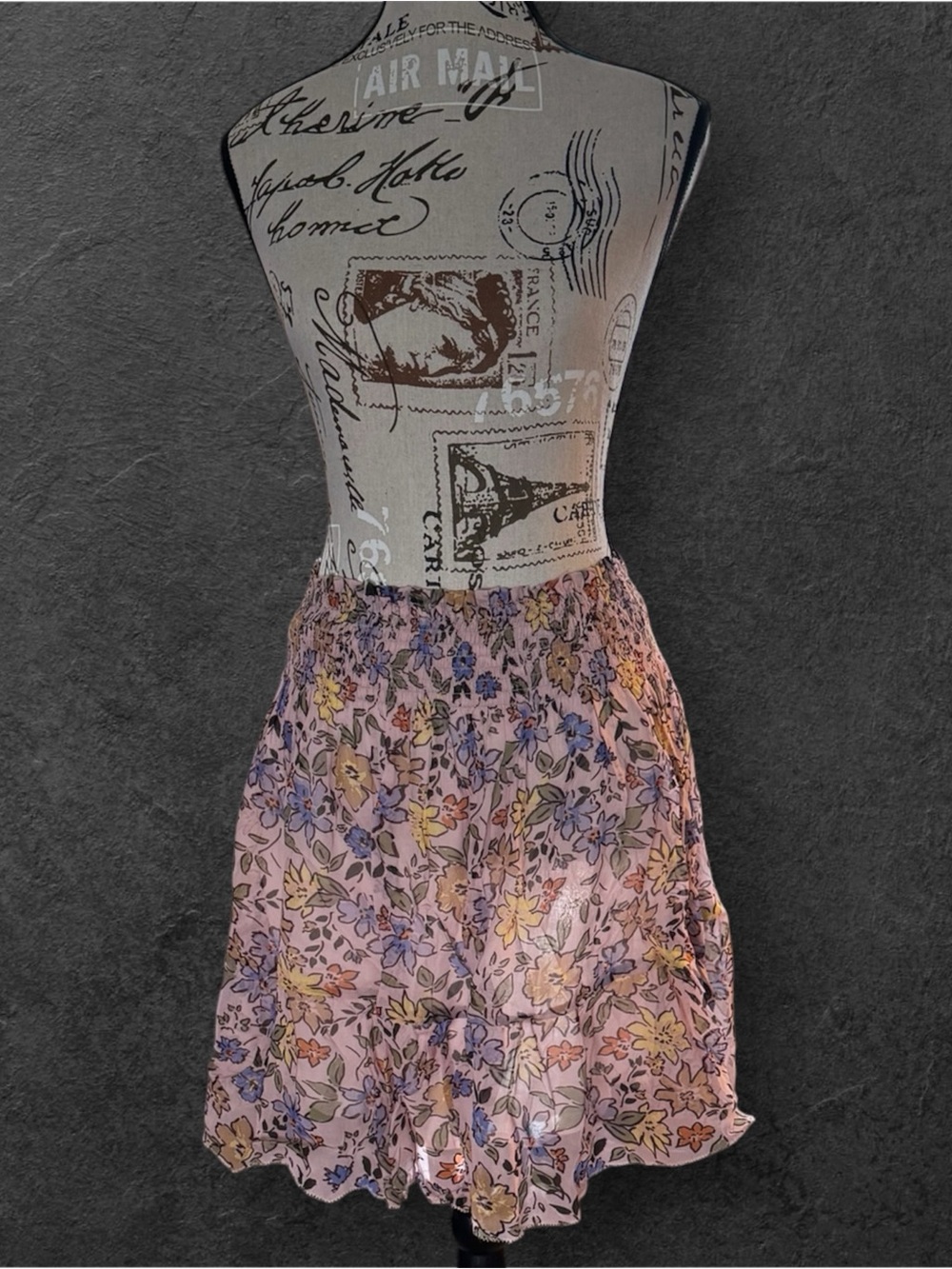 Velvet by Graham & Spencer pink floral smocked mini skirt